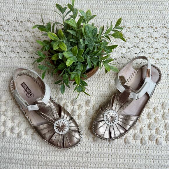 NEW PIKOLINOS Women's 38 Puerto Vallarta Leather Woven Strappy Sandal Shoes - Picture 2 of 10